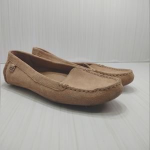 UGG Flores Loafer Tan Brown Suede Leather Arroya Size 7.5 Moccasin Flats
